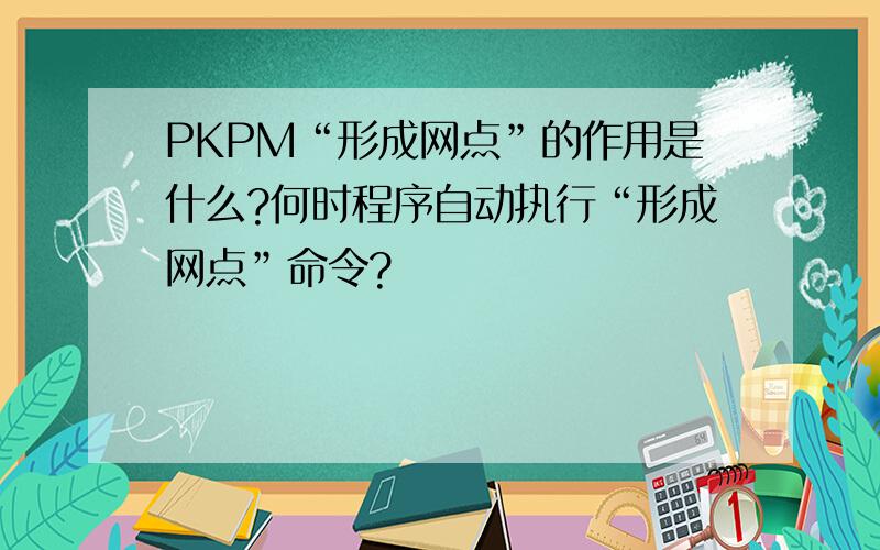 PKPM“形成网点”的作用是什么?何时程序自动执行“形成网点”命令?