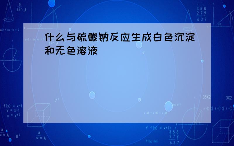 什么与硫酸钠反应生成白色沉淀和无色溶液