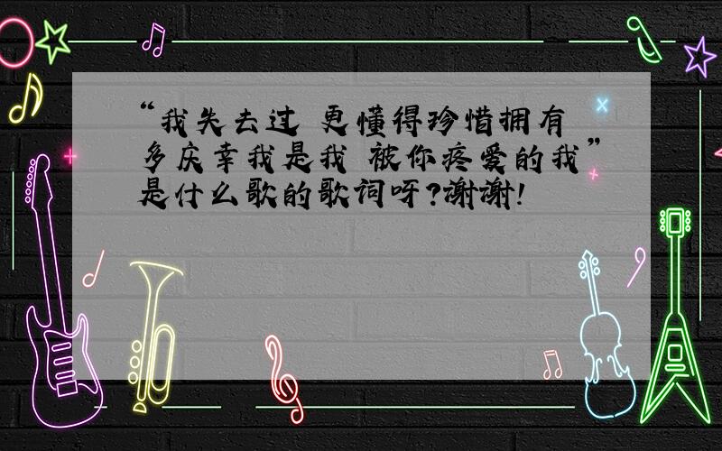 “我失去过 更懂得珍惜拥有 多庆幸我是我 被你疼爱的我”是什么歌的歌词呀?谢谢!