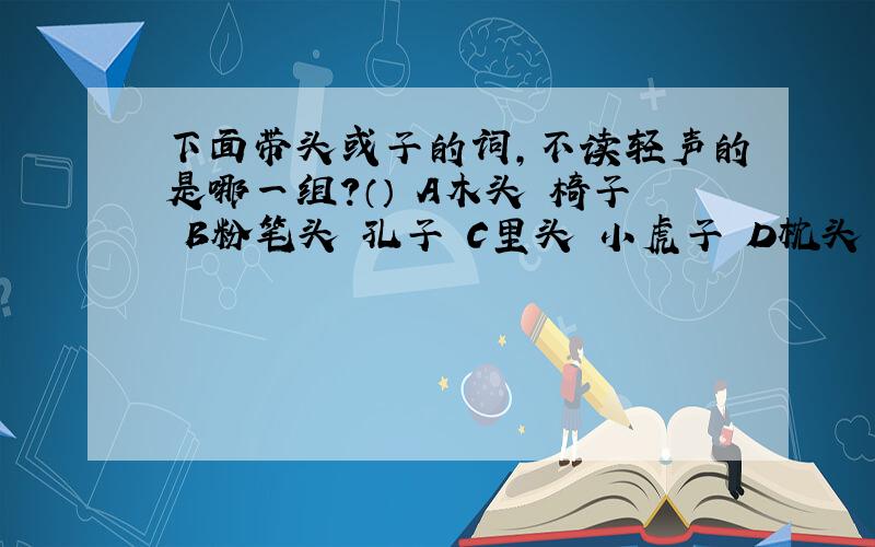 下面带头或子的词,不读轻声的是哪一组?（） A木头 椅子 B粉笔头 孔子 C里头 小虎子 D枕头 样子