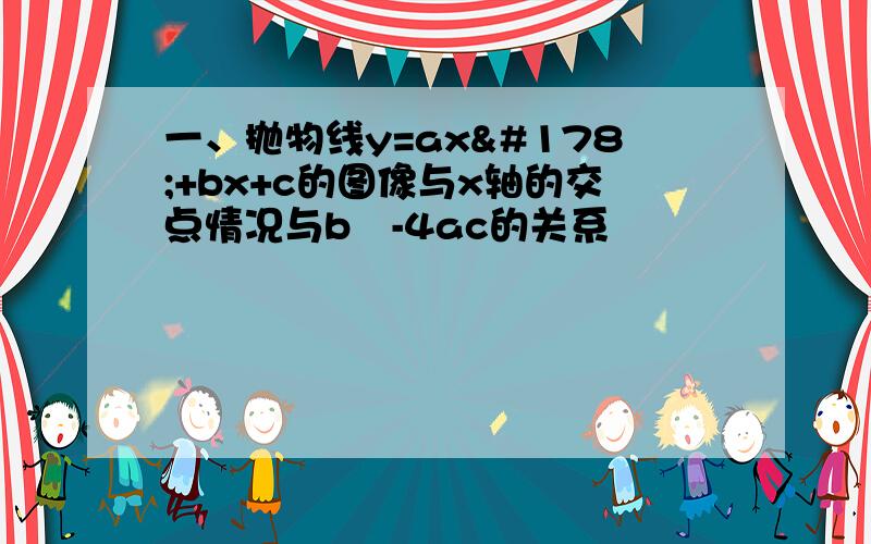 一、抛物线y=ax²+bx+c的图像与x轴的交点情况与b²-4ac的关系