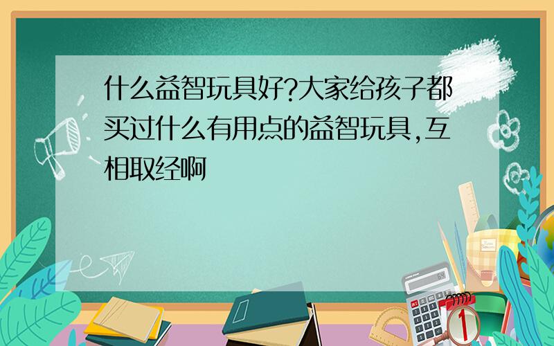 什么益智玩具好?大家给孩子都买过什么有用点的益智玩具,互相取经啊