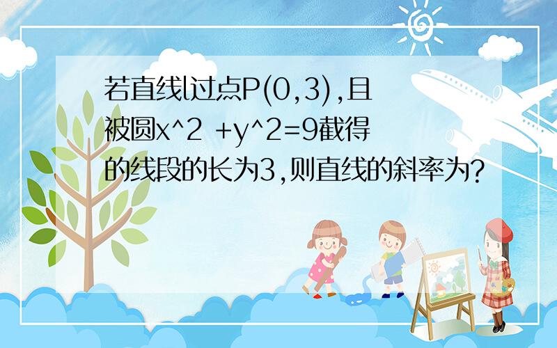 若直线l过点P(0,3),且被圆x^2 +y^2=9截得的线段的长为3,则直线的斜率为?