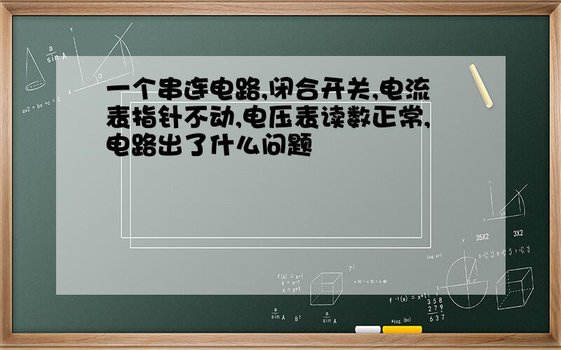 一个串连电路,闭合开关,电流表指针不动,电压表读数正常,电路出了什么问题