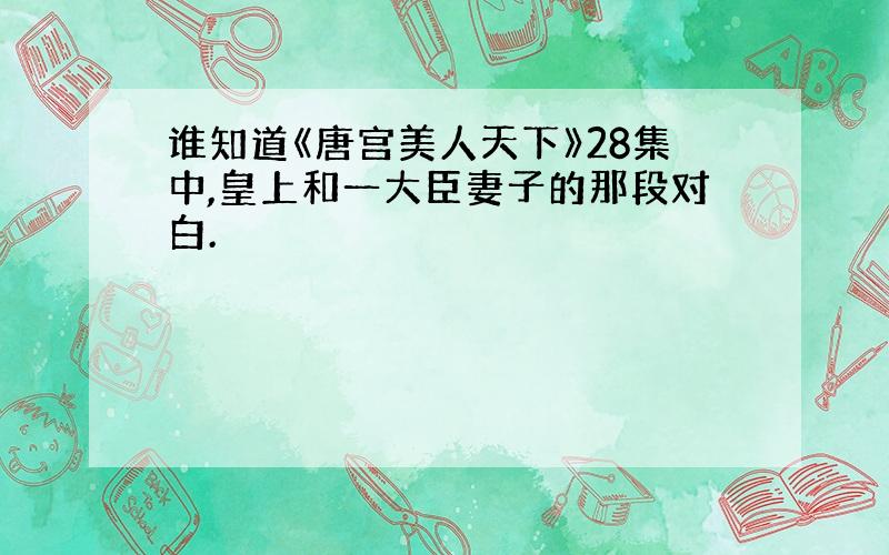 谁知道《唐宫美人天下》28集中,皇上和一大臣妻子的那段对白.