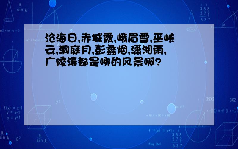 沧海日,赤城霞,峨眉雪,巫峡云,洞庭月,彭蠡烟,潇湘雨,广陵涛都是哪的风景啊?