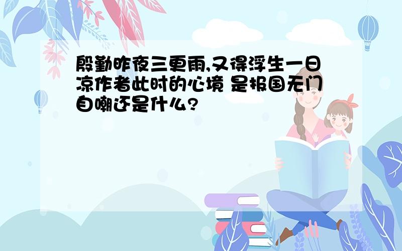 殷勤昨夜三更雨,又得浮生一日凉作者此时的心境 是报国无门自嘲还是什么?