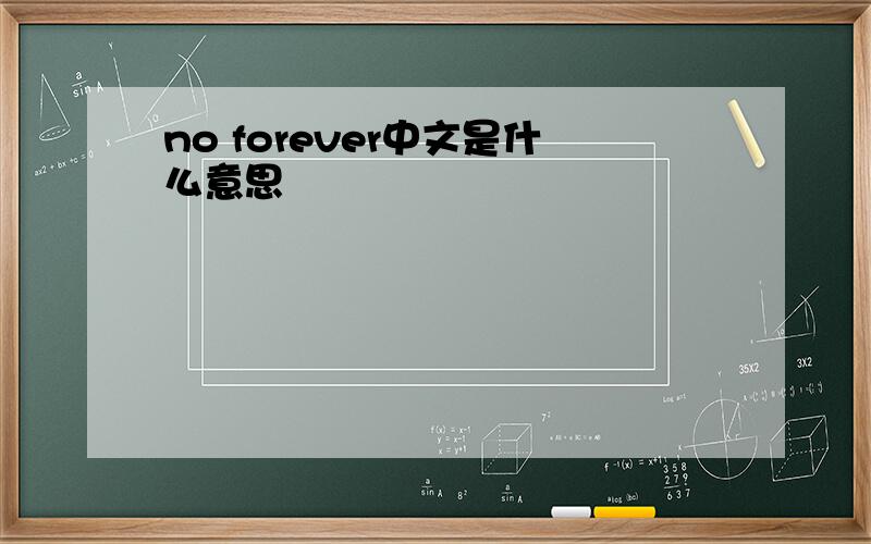 no forever中文是什么意思