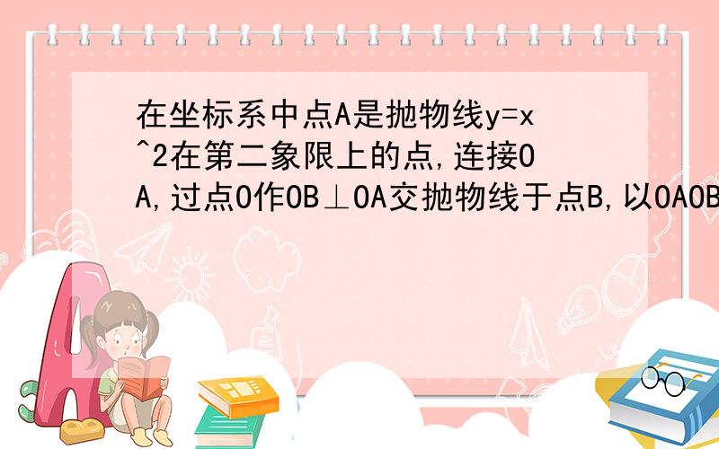 在坐标系中点A是抛物线y=x^2在第二象限上的点,连接OA,过点O作OB⊥OA交抛物线于点B,以OAOB为边构造矩形AB