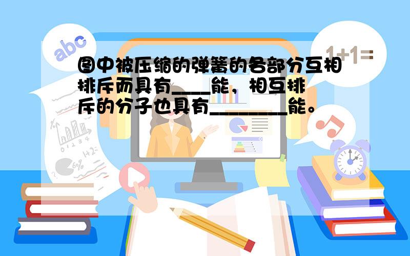 图中被压缩的弹簧的各部分互相排斥而具有____能，相互排斥的分子也具有________能。