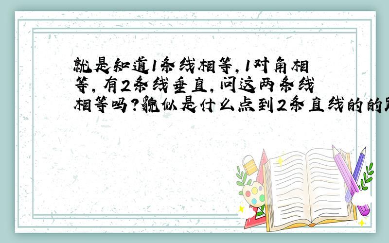 就是知道1条线相等,1对角相等,有2条线垂直,问这两条线相等吗?貌似是什么点到2条直线的的距离相等什么的,实在想不起来了