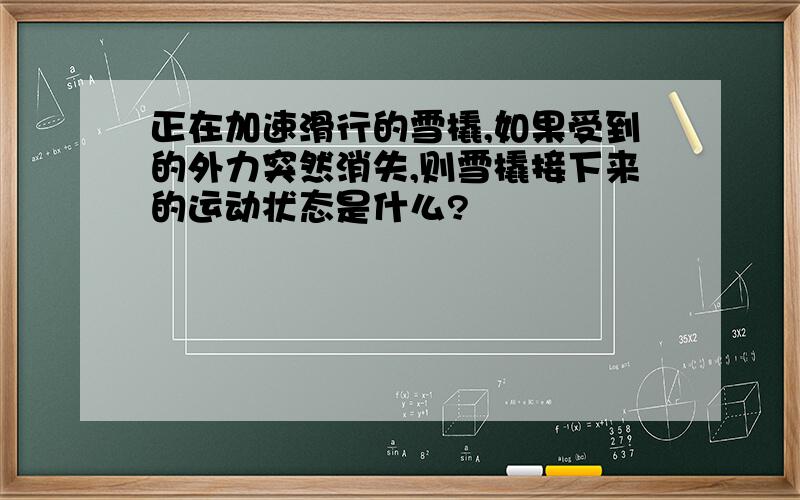 正在加速滑行的雪橇,如果受到的外力突然消失,则雪橇接下来的运动状态是什么?