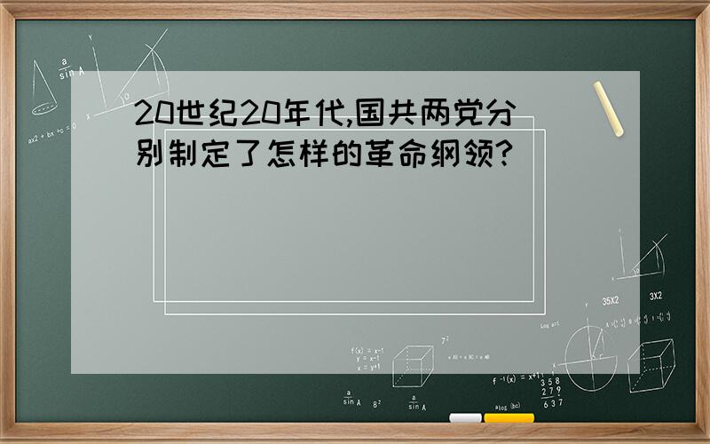 20世纪20年代,国共两党分别制定了怎样的革命纲领?