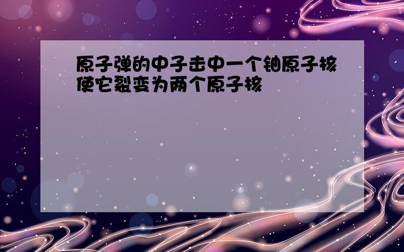 原子弹的中子击中一个铀原子核使它裂变为两个原子核