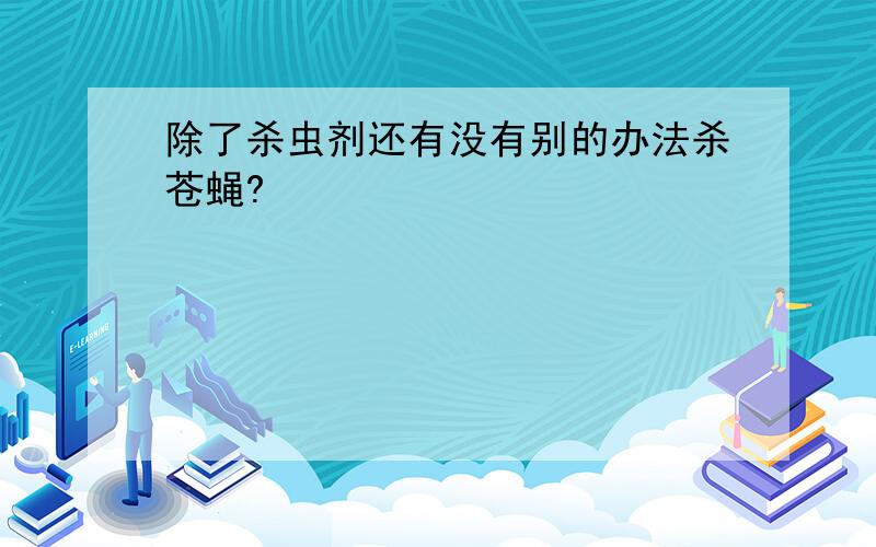 除了杀虫剂还有没有别的办法杀苍蝇?