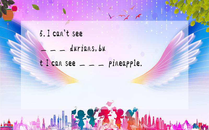 5.I can't see ___ durians,but I can see ___ pineapple.