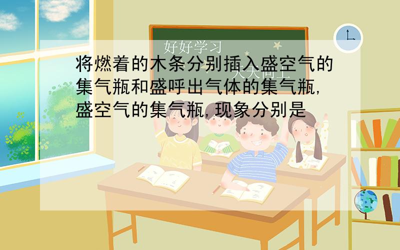 将燃着的木条分别插入盛空气的集气瓶和盛呼出气体的集气瓶,盛空气的集气瓶,现象分别是