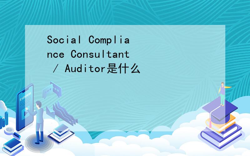 Social Compliance Consultant / Auditor是什么