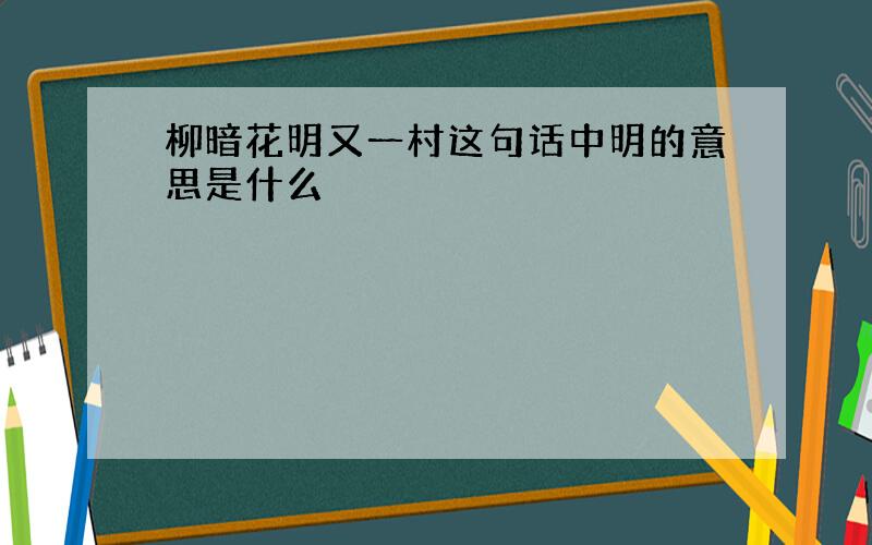 柳暗花明又一村这句话中明的意思是什么