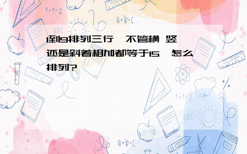 1到9排列三行,不管横 竖 还是斜着相加都等于15,怎么排列?