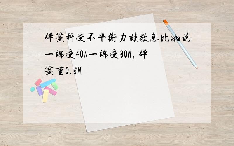 弹簧秤受不平衡力读数急比如说一端受40N一端受30N，弹簧重0.5N