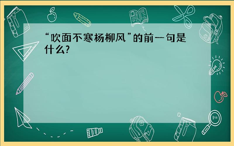 “吹面不寒杨柳风”的前一句是什么?