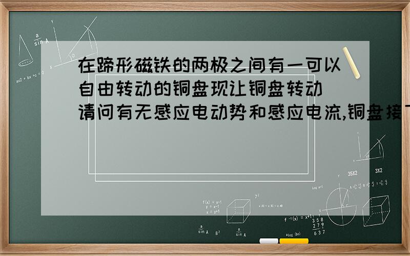 在蹄形磁铁的两极之间有一可以自由转动的铜盘现让铜盘转动 请问有无感应电动势和感应电流,铜盘接下去的运