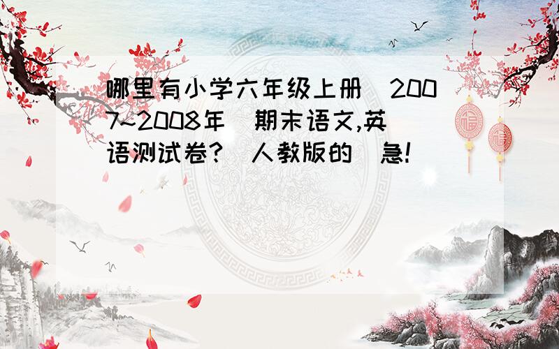 哪里有小学六年级上册（2007~2008年）期末语文,英语测试卷?（人教版的）急!