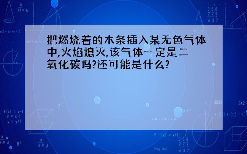 把燃烧着的木条插入某无色气体中,火焰熄灭,该气体一定是二氧化碳吗?还可能是什么?