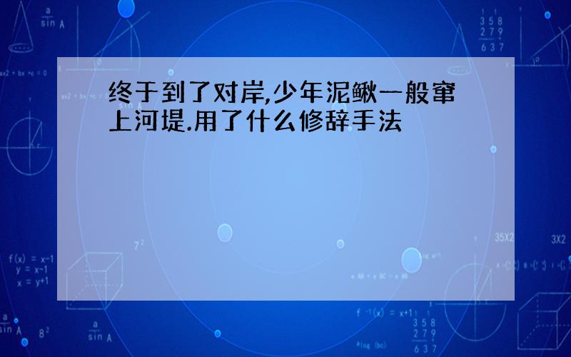 终于到了对岸,少年泥鳅一般窜上河堤.用了什么修辞手法