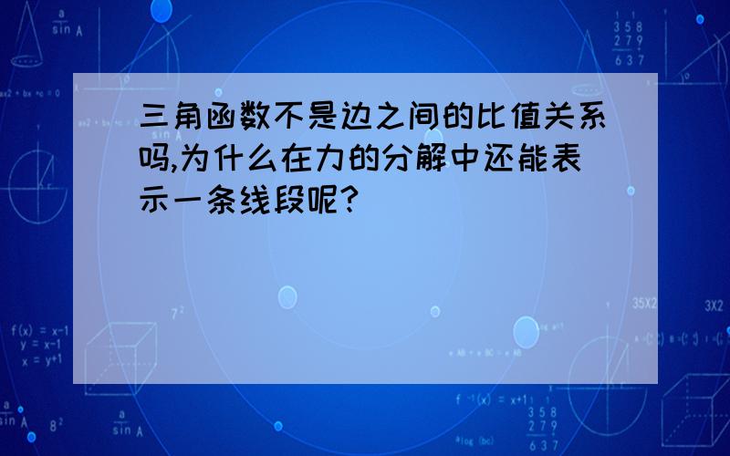 三角函数不是边之间的比值关系吗,为什么在力的分解中还能表示一条线段呢?