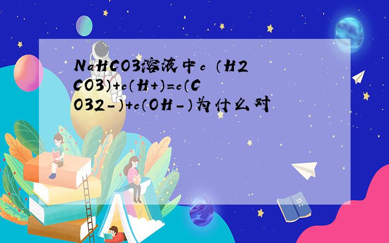 NaHCO3溶液中c （H2CO3）+c（H+）=c（CO32-）+c（OH-）为什么对