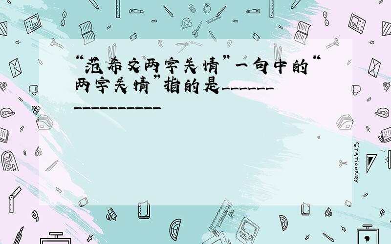 “范希文两字关情”一句中的“两字关情”指的是________________