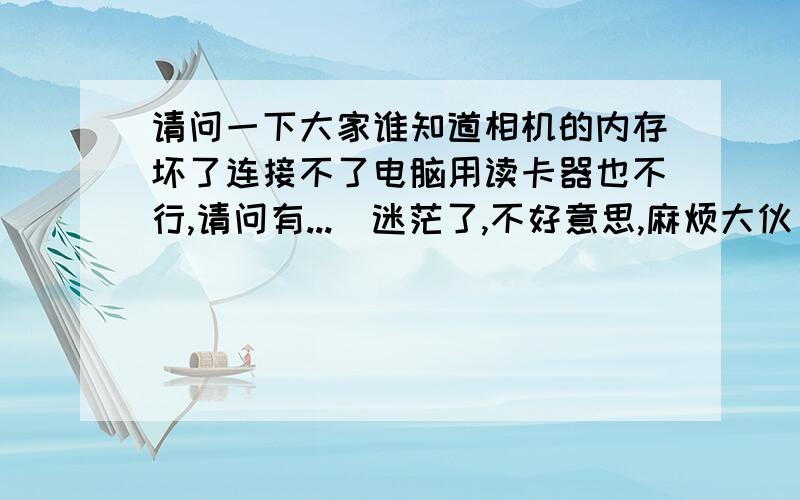 请问一下大家谁知道相机的内存坏了连接不了电脑用读卡器也不行,请问有...　迷茫了,不好意思,麻烦大伙