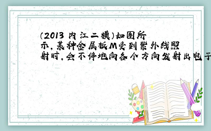 （2013•内江二模）如图所示，某种金属板M受到紫外线照射时，会不停地向各个方向发射出电子，射出的电子的速度具有不同的大