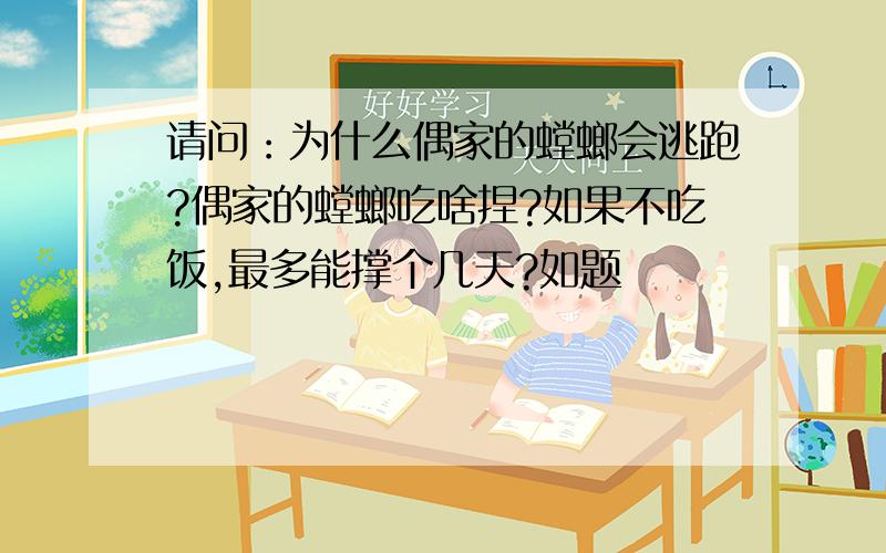 请问：为什么偶家的螳螂会逃跑?偶家的螳螂吃啥捏?如果不吃饭,最多能撑个几天?如题