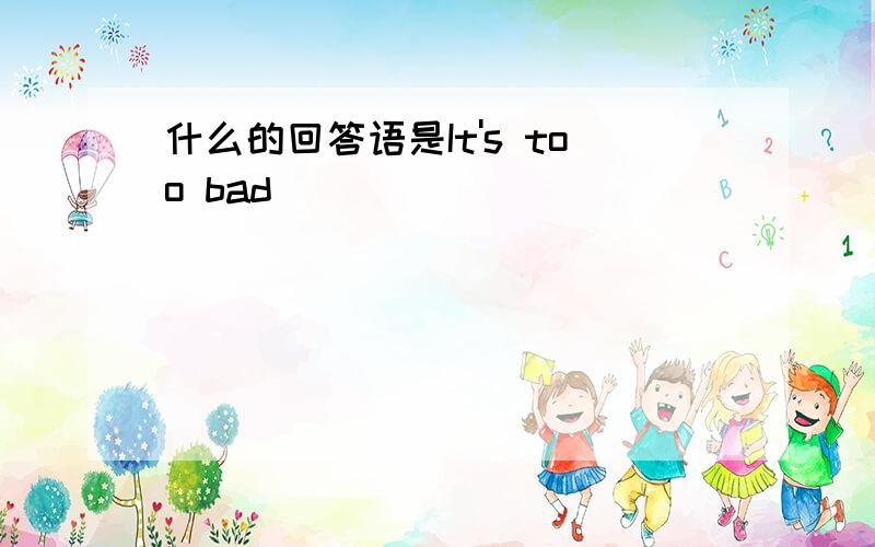 什么的回答语是It's too bad