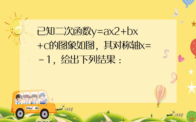 已知二次函数y=ax2+bx+c的图象如图，其对称轴x=-1，给出下列结果：