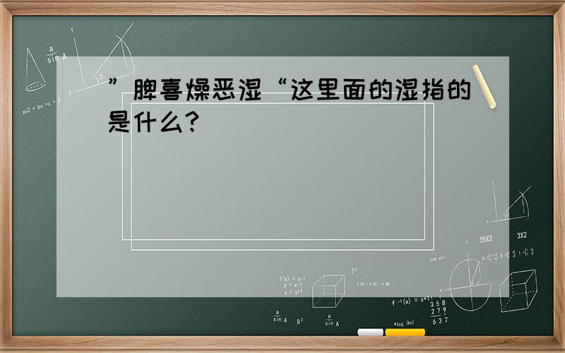 ”脾喜燥恶湿“这里面的湿指的是什么?