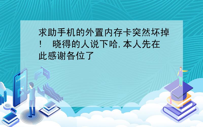 求助手机的外置内存卡突然坏掉!　晓得的人说下哈,本人先在此感谢各位了