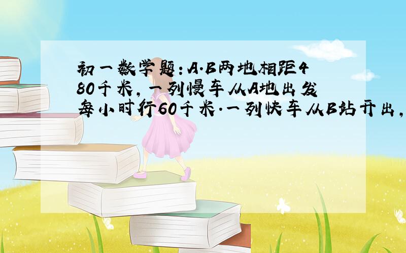 初一数学题：A.B两地相距480千米,一列慢车从A地出发每小时行60千米.一列快车从B站开出,每小时行100千米