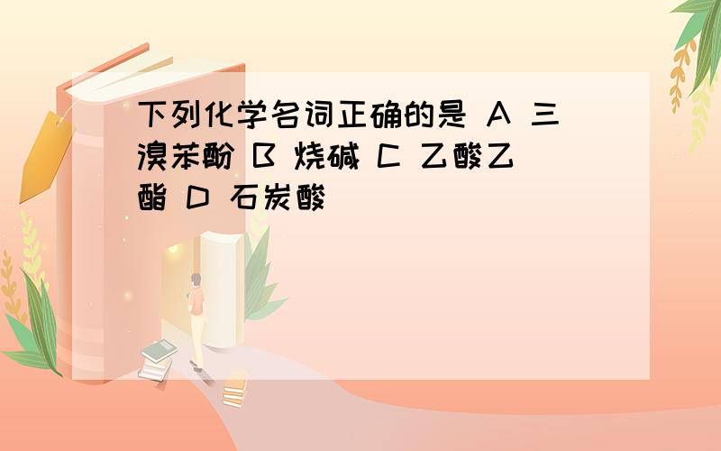 下列化学名词正确的是 A 三溴苯酚 B 烧碱 C 乙酸乙酯 D 石炭酸