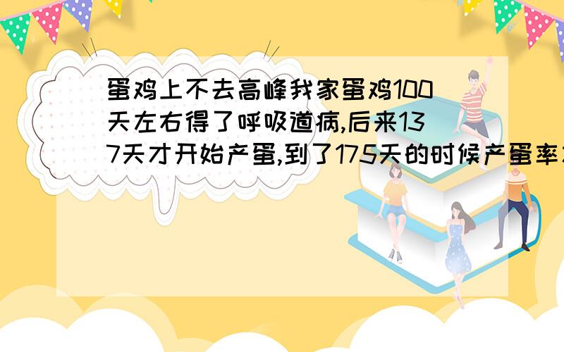 蛋鸡上不去高峰我家蛋鸡100天左右得了呼吸道病,后来137天才开始产蛋,到了175天的时候产蛋率才达到80%后来不知道什