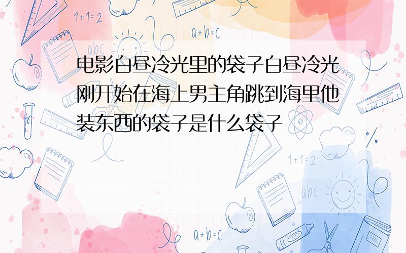 电影白昼冷光里的袋子白昼冷光刚开始在海上男主角跳到海里他装东西的袋子是什么袋子