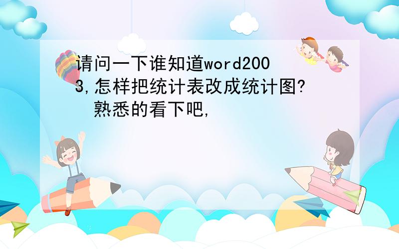 请问一下谁知道word2003,怎样把统计表改成统计图?　熟悉的看下吧,