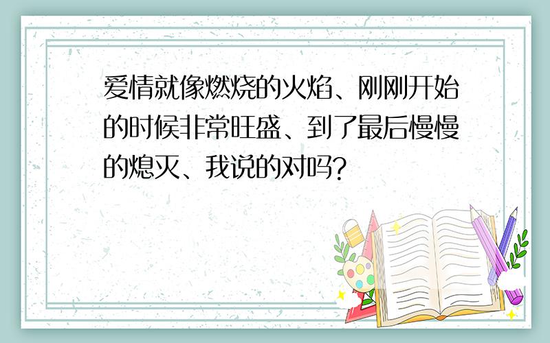 爱情就像燃烧的火焰、刚刚开始的时候非常旺盛、到了最后慢慢的熄灭、我说的对吗?