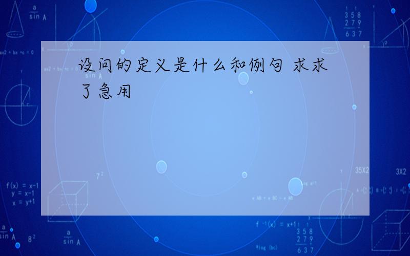 设问的定义是什么和例句 求求了急用