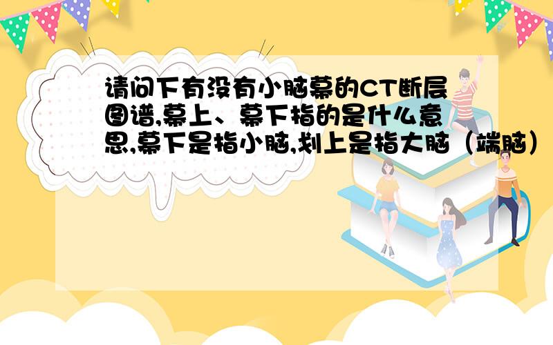 请问下有没有小脑幕的CT断层图谱,幕上、幕下指的是什么意思,幕下是指小脑,划上是指大脑（端脑）吗?