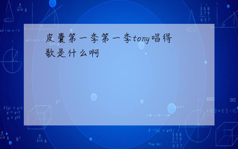 皮囊第一季第一季tony唱得歌是什么啊