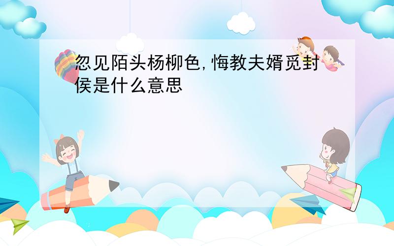 忽见陌头杨柳色,悔教夫婿觅封侯是什么意思